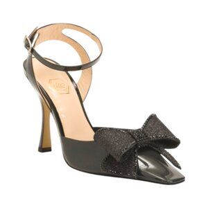 NALEBE Black Made In Italy Heeled Holiday Bow Mules